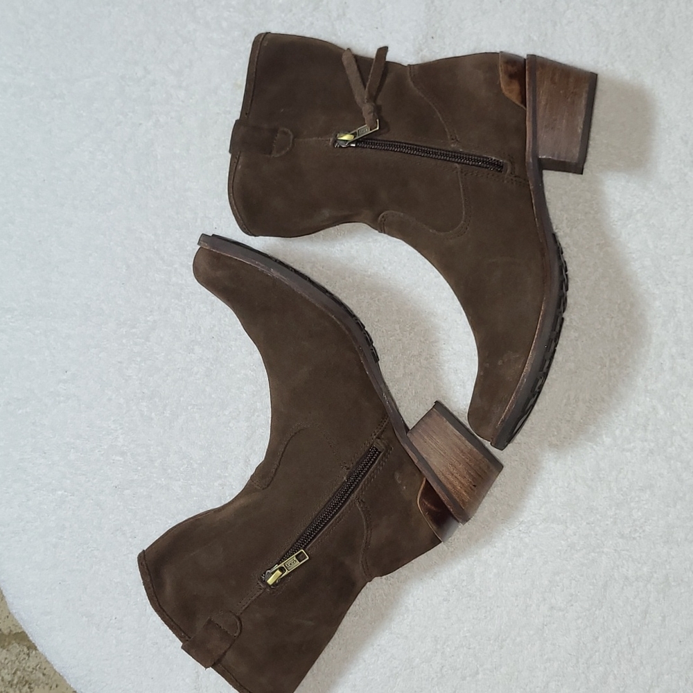 UGG Briar Suede Zip Up Ankle Boots Size 6 Women's - Picture 3 of 10